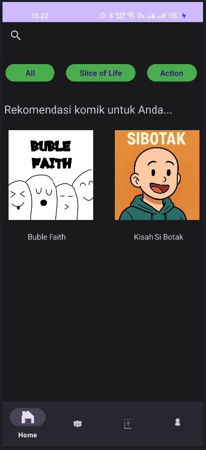 Tampilan Komik ke 2 di aplikasi TeenToon